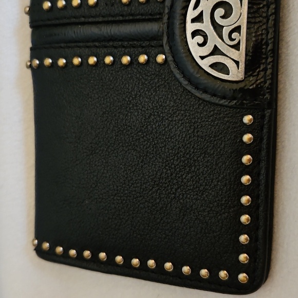 BRIGHTON Black Leather Studded Checkbook Cardholder Wallet - Picture 5 of 14